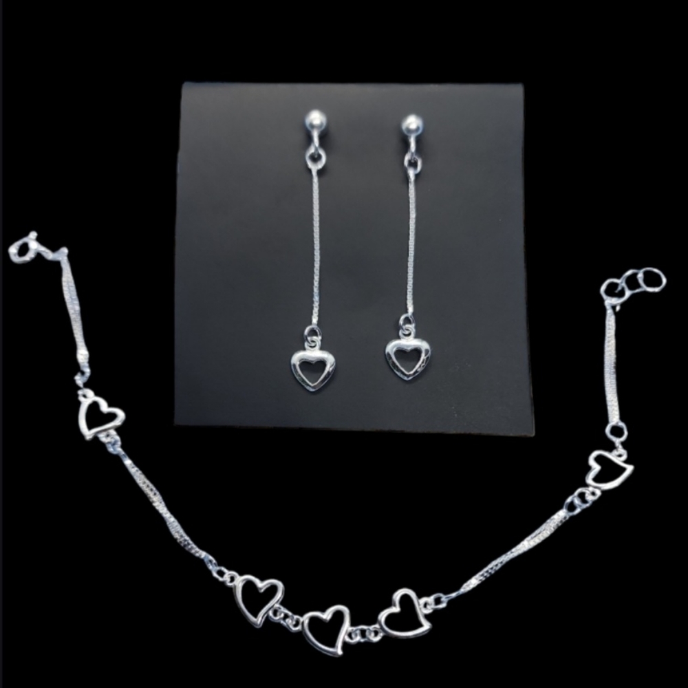 Sterling Silver Bracelet With Sterling Silver Earrings